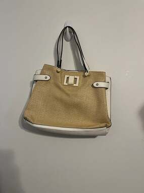 Steve Madden BCari Woven Straw and Faux Leather Seasonal Satchel